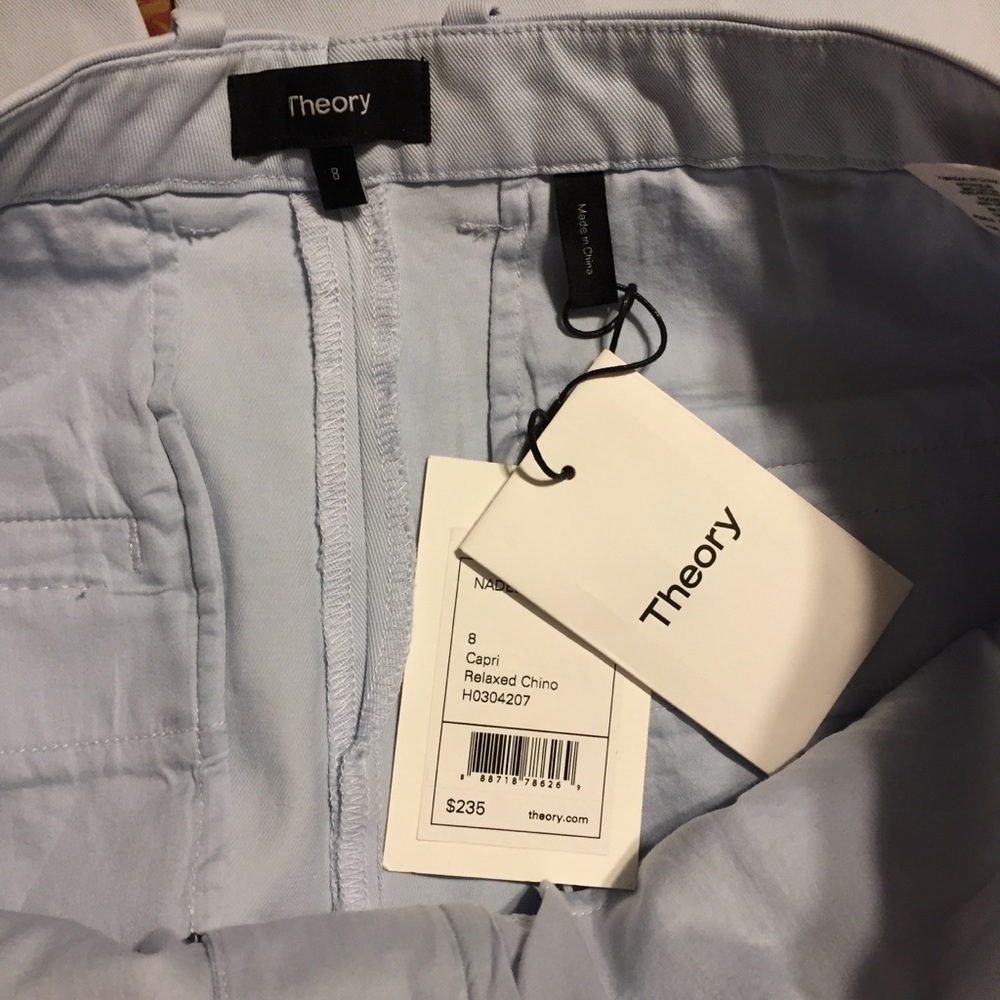 NWT Theory Nadeema Relaxed Chino Pants 8 light blue capri - Picture 5 of 5